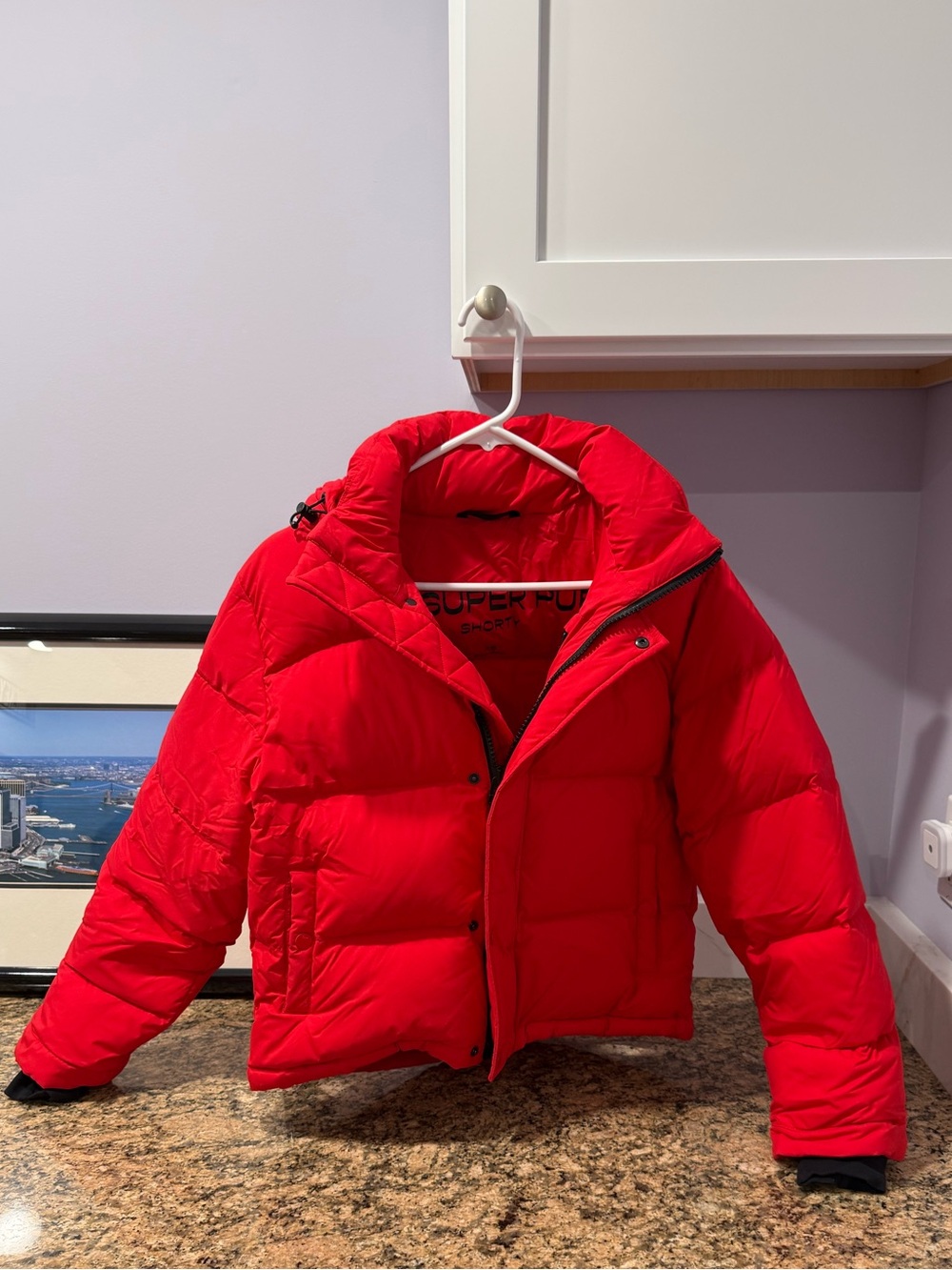 Aritzia the super puff shorty, xs, color red